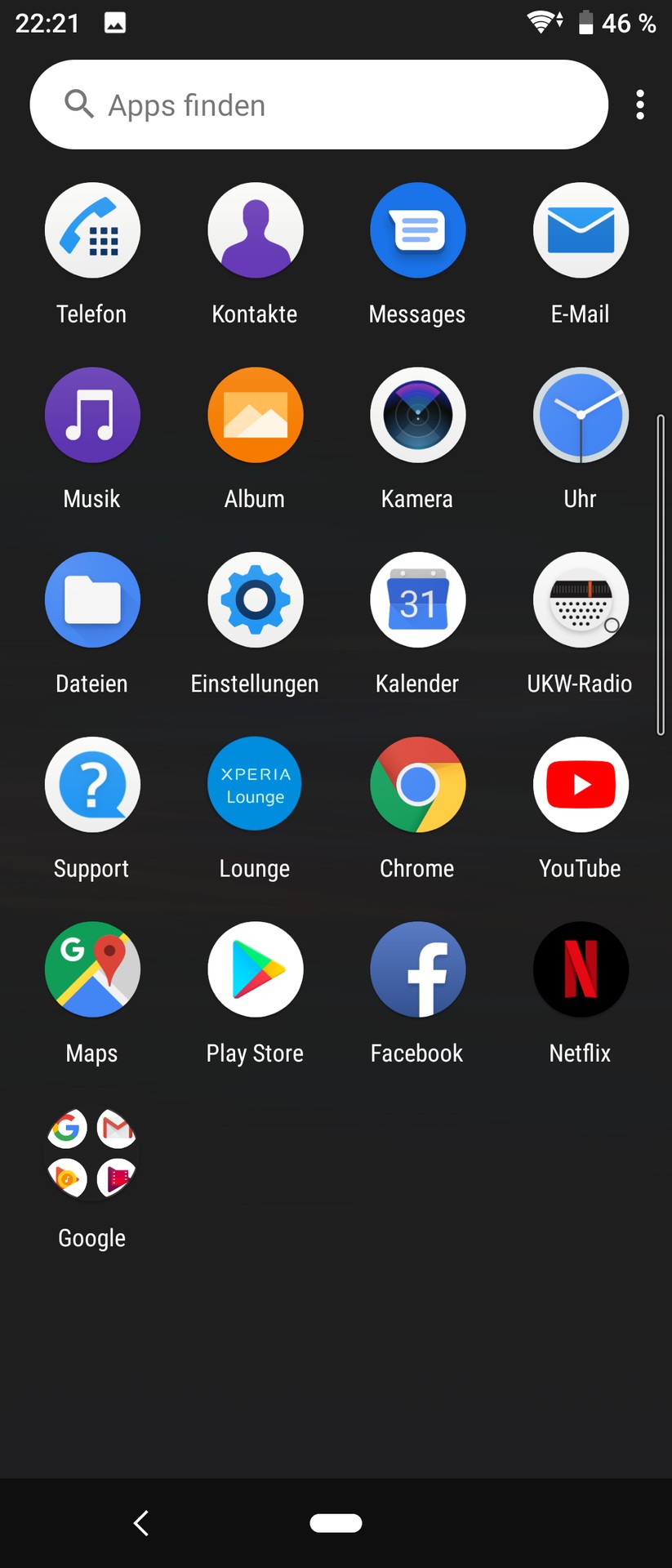 Hauptmenü (App-Drawer)