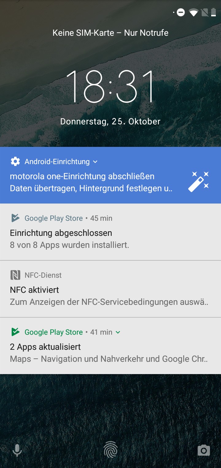 Bildschirmsperre auf dem Motorola One