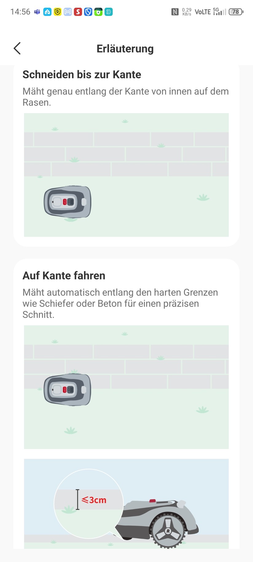 Roboup Raccoon 2 SE: Die Roboup-App liegt auf Deutsch und ist übersichtlich, sodass man den Mähroboter leicht konfigurieren und Zeitpläne erstellen kann.