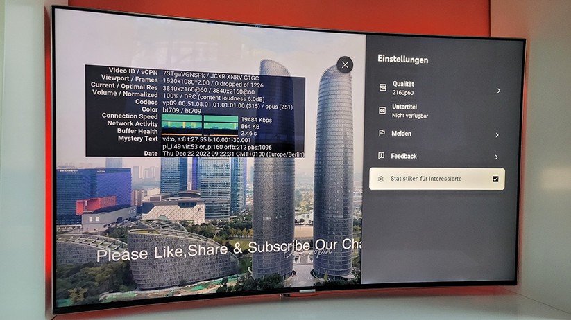 Fire TV Cube 2022: Videowiedergabe 4K bei 60 fps über WLAN und Internet-Anschluss mit maximal 32 MBit/s