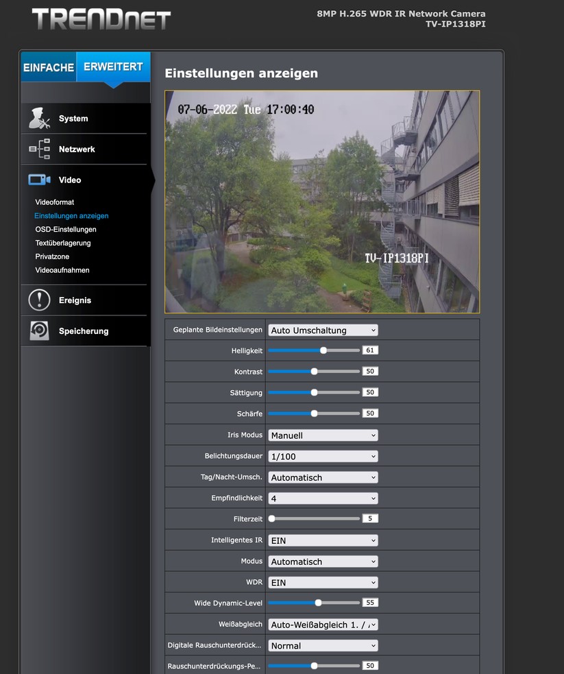 Trendnet TV-IP1318PI: Konfiguration über Browser
