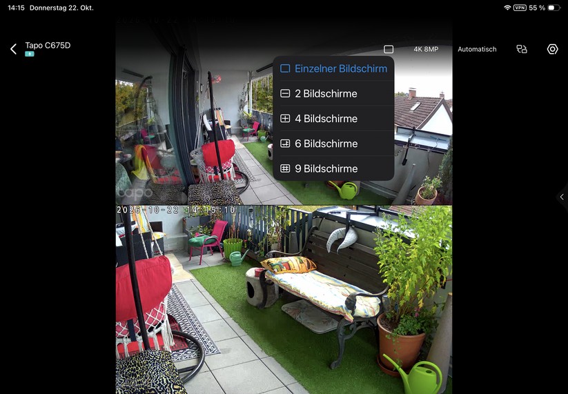 Die Tapo-App ist auch für Tablets optimiert. Sie reagiert zügig und stellt den Kamerastream nahezu verzögerungsfrei dar.