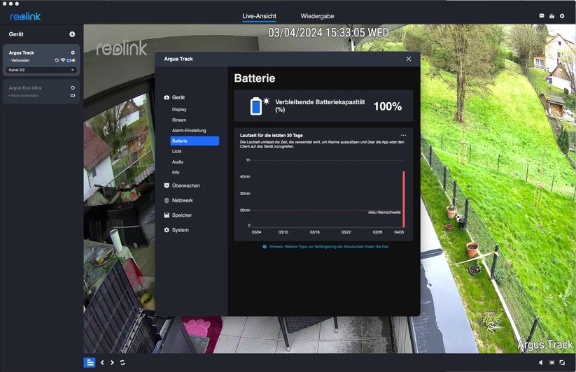 Reolink Argus Track: Konfiguration mit Desktop-App