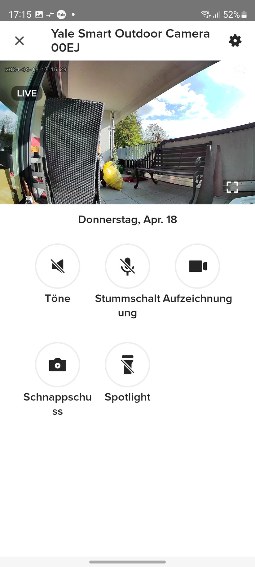 Yale Smart Outdoor Camera: Einstellungen, Aufnahmen