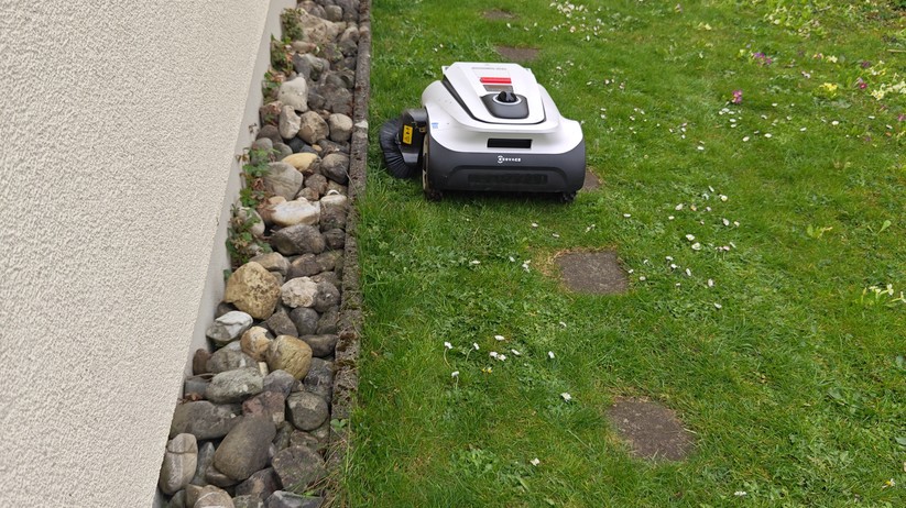 Der Trimmer funktioniert noch nicht perfekt. Aber nach zwei Durchläufen kann sich das Ergebnis sehen lassen. So wenig Nacharbeit an den Kanten bietet bislang kein anderer von uns getester Mähroboter.