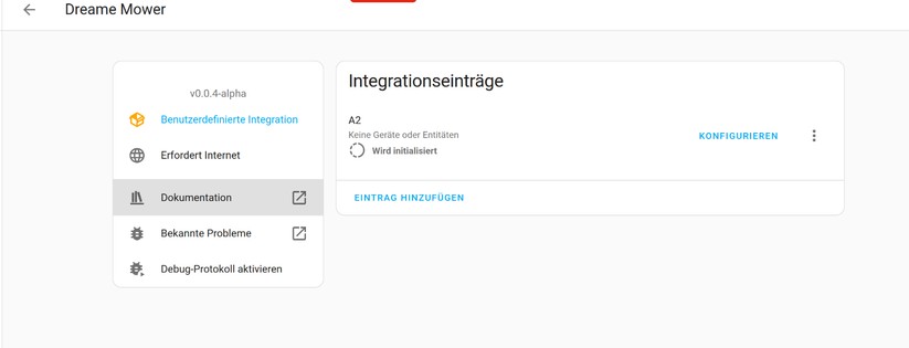 Die Cummunity-Integration für Home Assistant unterstützt den Dreame A2 bislang nicht.