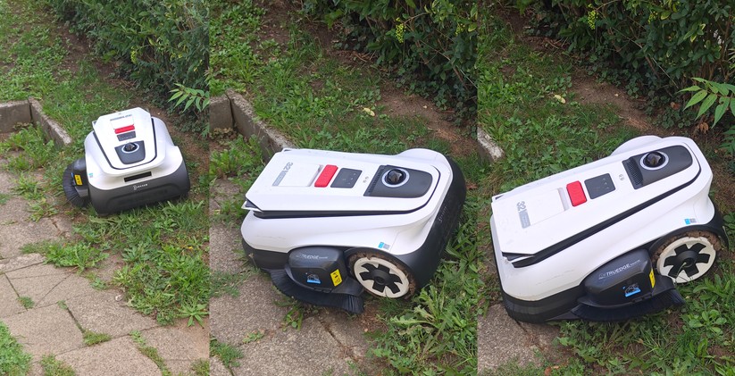 Ecovacs Goat A1600 LiDAR Pro: An der nur 70 cm engen Verbindung zwischen zwei Rasenzoone scheitert der Mähroboter. Grund dürfte die größeren Breite aufgrund des Trimmermoduls sein. Denn im letzten Jahr schaffte das Vorgängermodell noch diese Engstelle.