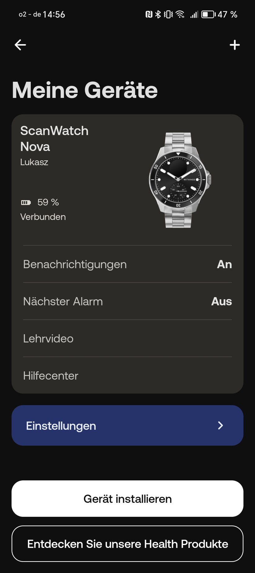 Withings Scanwatch Nova - App