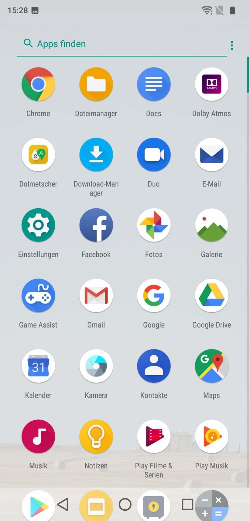 Hauptmenü (App-Drawer)