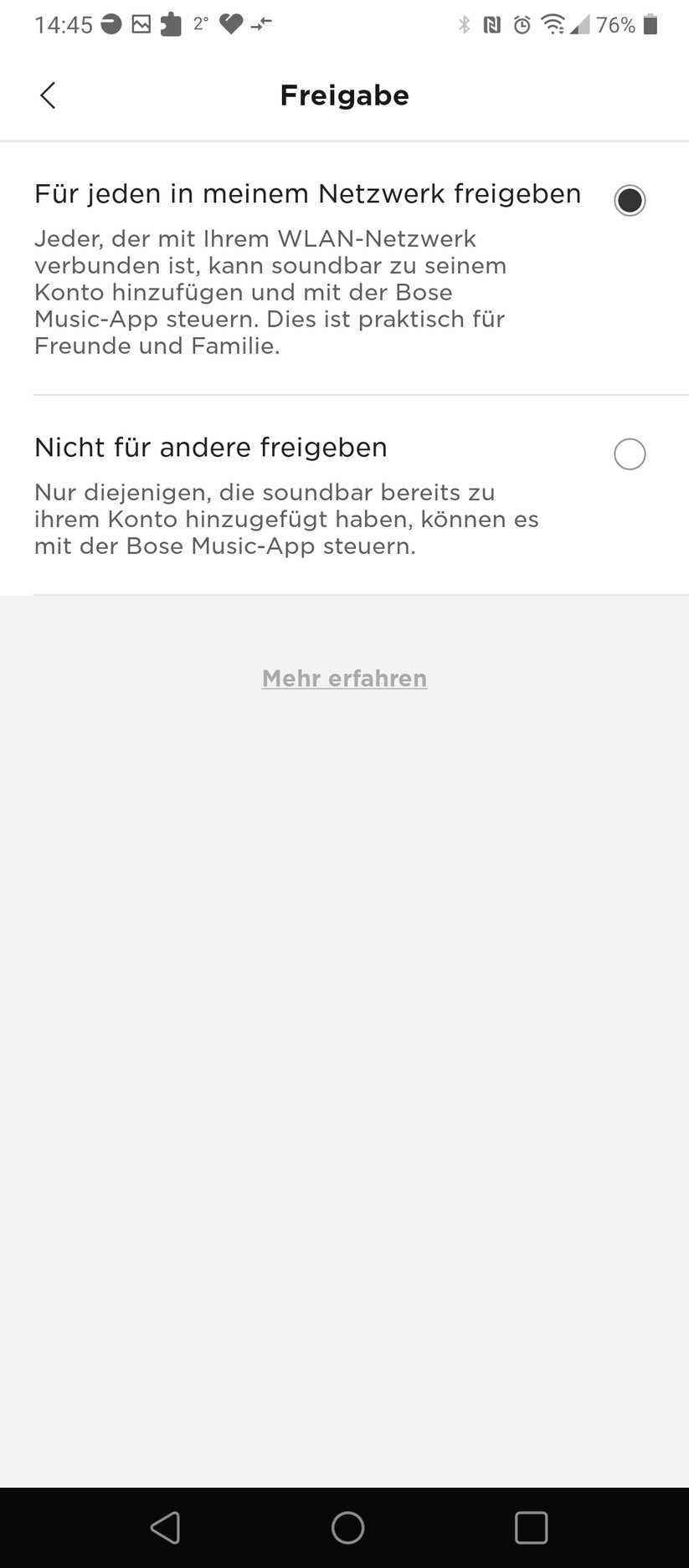 Bose Music App für die Bose Smart Soundbar 900 für Konfiguration und Streaming