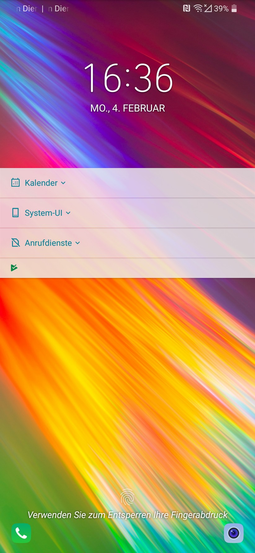 Sperrbildschirm des LG G7 Fit