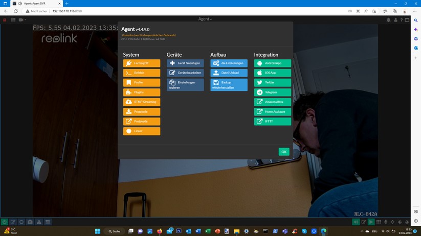 Mit Agent DVR (früher iSpy) können Anwender Onvif-kompatible Überwachungskamera steuern. Die Open-Source-Software ist für den privaten Gebrauch kostenlos. Für Zusatzdienste wie Fernzugriff ist aber ein kostenpflichtiges Abo nötig.