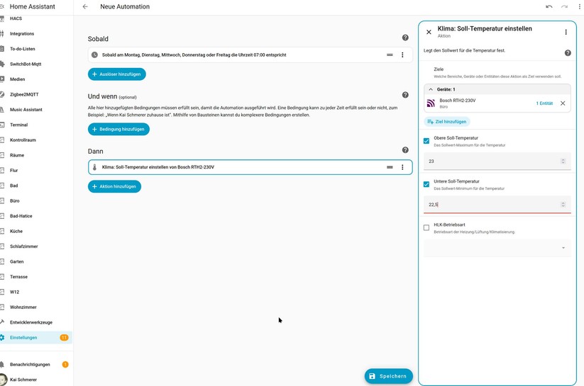 Bosch Raumthermostat II: Für die direkte Integration in Home Assistant ohne Bosch-Hub muss man beim Anlernen den Zigbee-Code hinzufügen. Erst damit erscheinen sämtliche Entitäten des Geräts unter Home Assistant.
