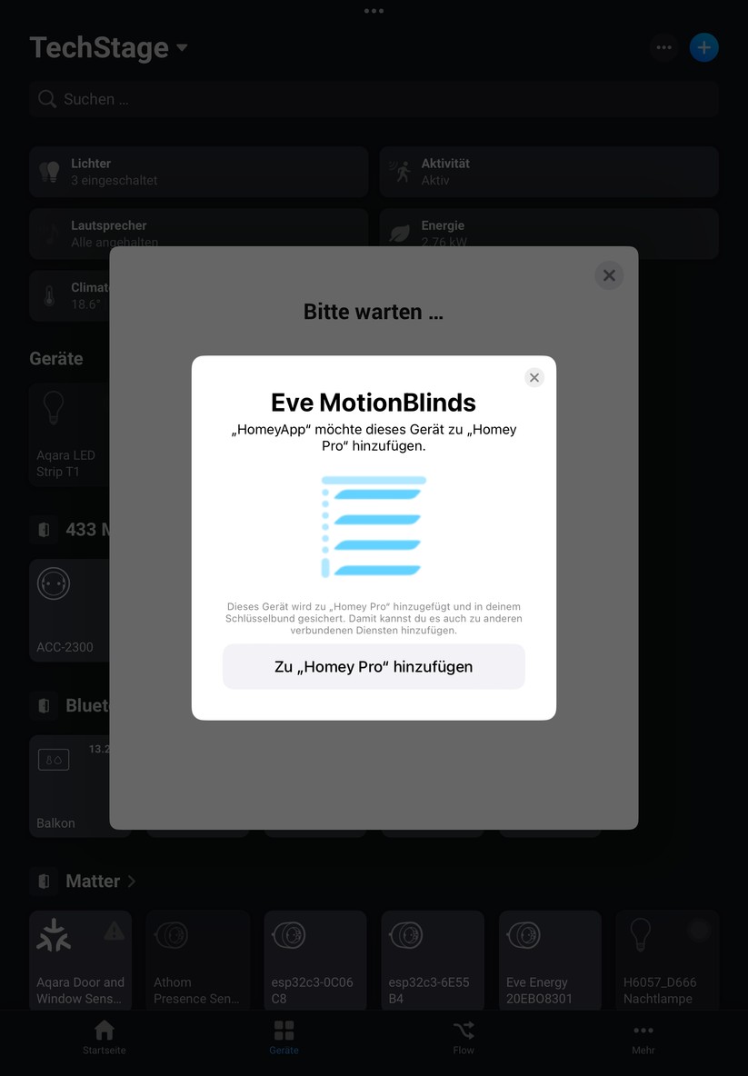 Eve Blinds Collection: Über Apple Home verbinden wir per Matter das Rollo auch mit Home Assistant. Damit lassen sich smarte Automatisierungen, etwa auf Basis eines Helligkeitssensors erstellen.