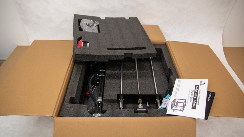Ender 5 Pro: Die Komponenten sind sicher verpackt.