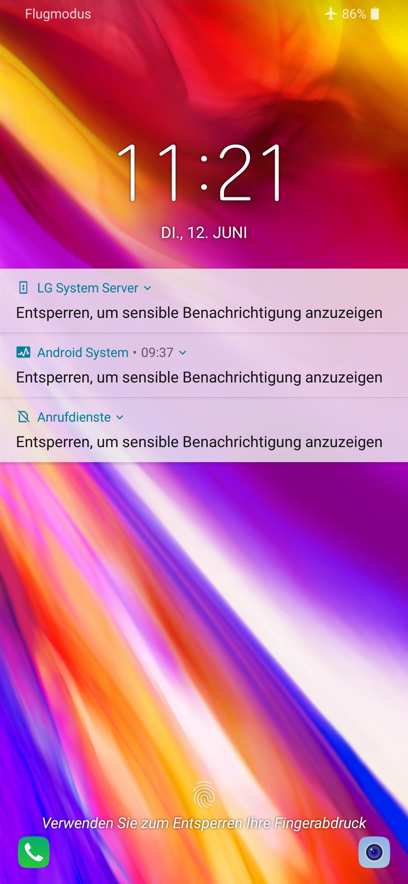 Bildschirmsperre mit Benachrichtigungen