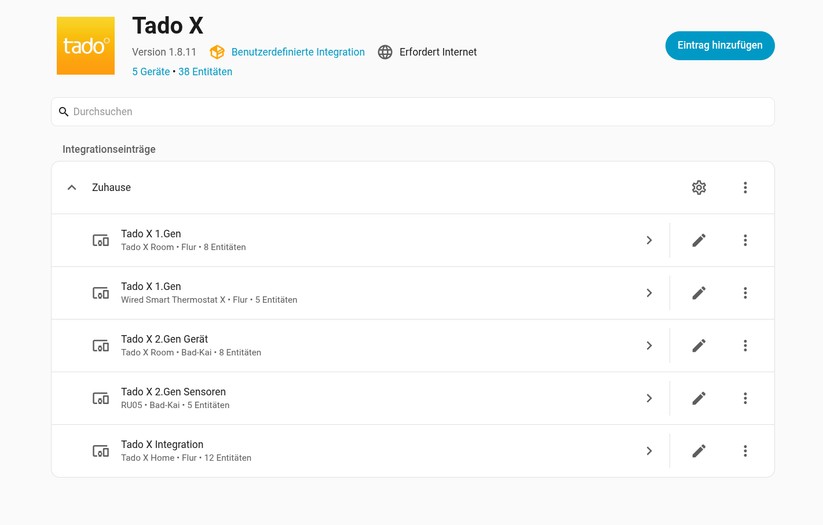 Die Cloud-basierte Integration HA-Tado-X bildet das volle Funktionsspektrum der App unter Home Assistant ab. Die Matter-Integration liefert hingegen nur wenige Steuerungsmöglichkeiten.