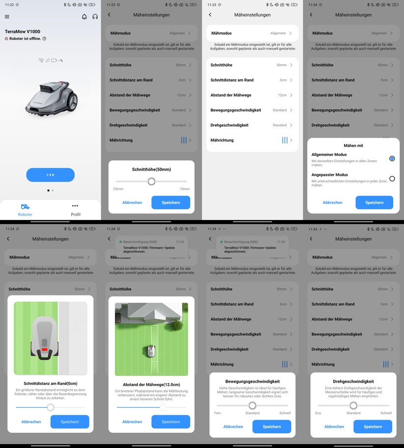 Die Terramow-App erlaubt eine umfassende Konfiguration.
