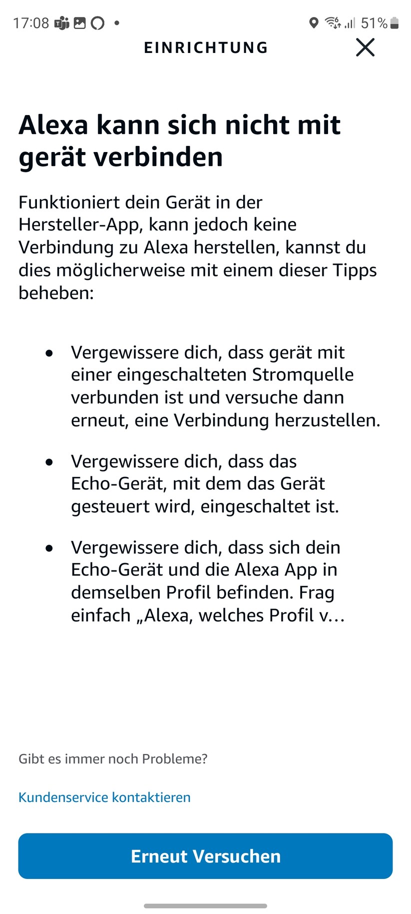  Die Koppelung mit Amazon Alexa und Google Assistant hat zwar prinzipiell funktioniert, doch beide Sprachassistenten haben das Sonoff-Thermostat nicht gefunden.