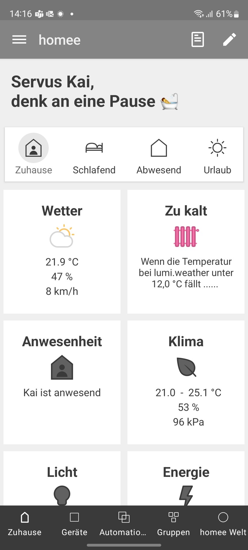 Homee: Smartphone- und Web-App