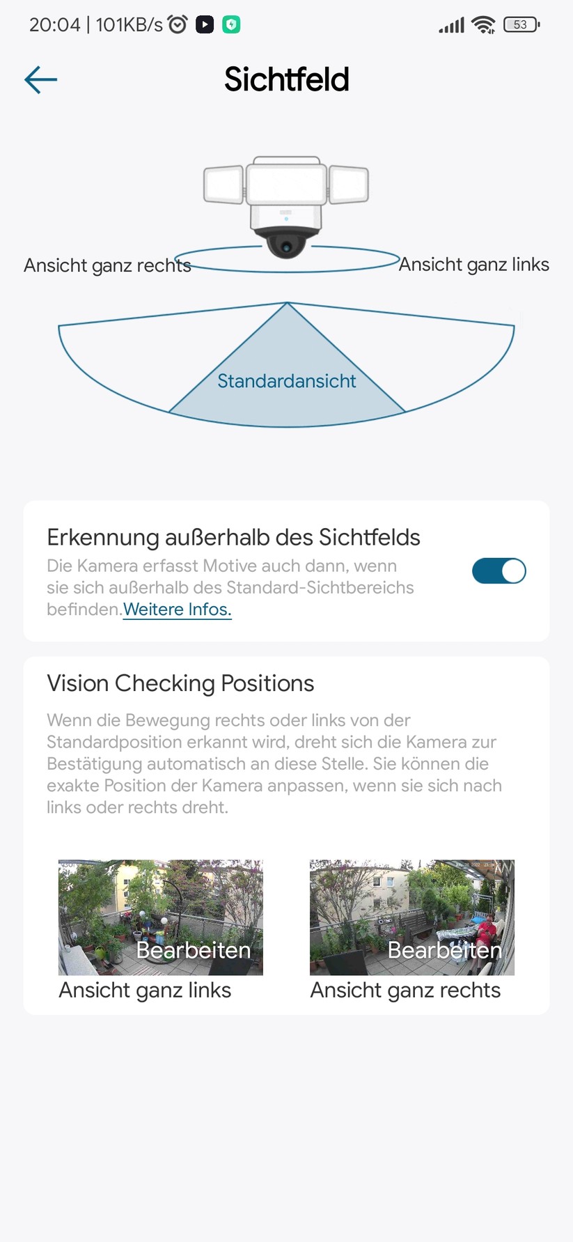Eufy Floodlight Cam 2 Pro: Bewegungserkennung ist auch außerhalb der Standardansicht möglich