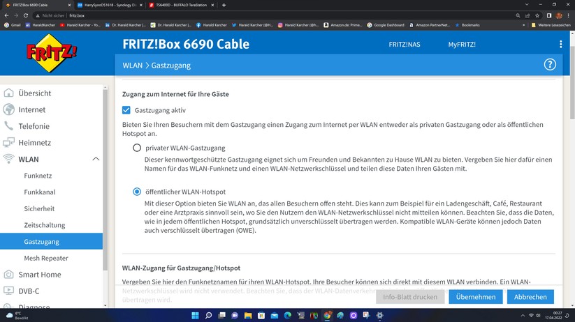 Fritzbox 6690 Cable - Konfiguration 