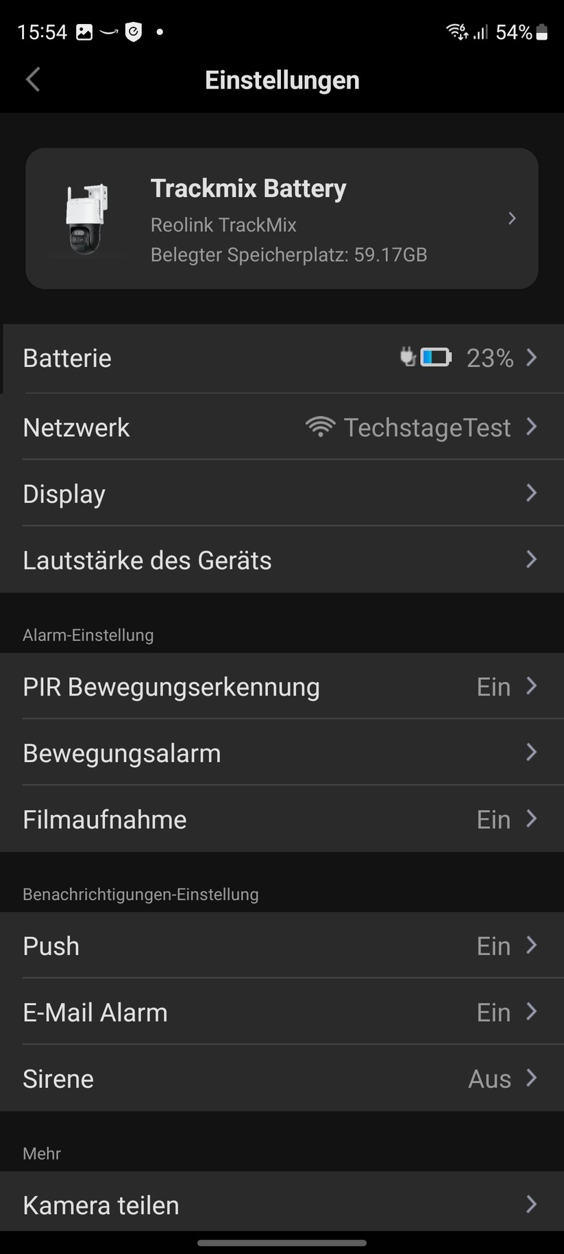 Reolink Trackmix Akku: App-Oberfläche und Beispiel-Bilder