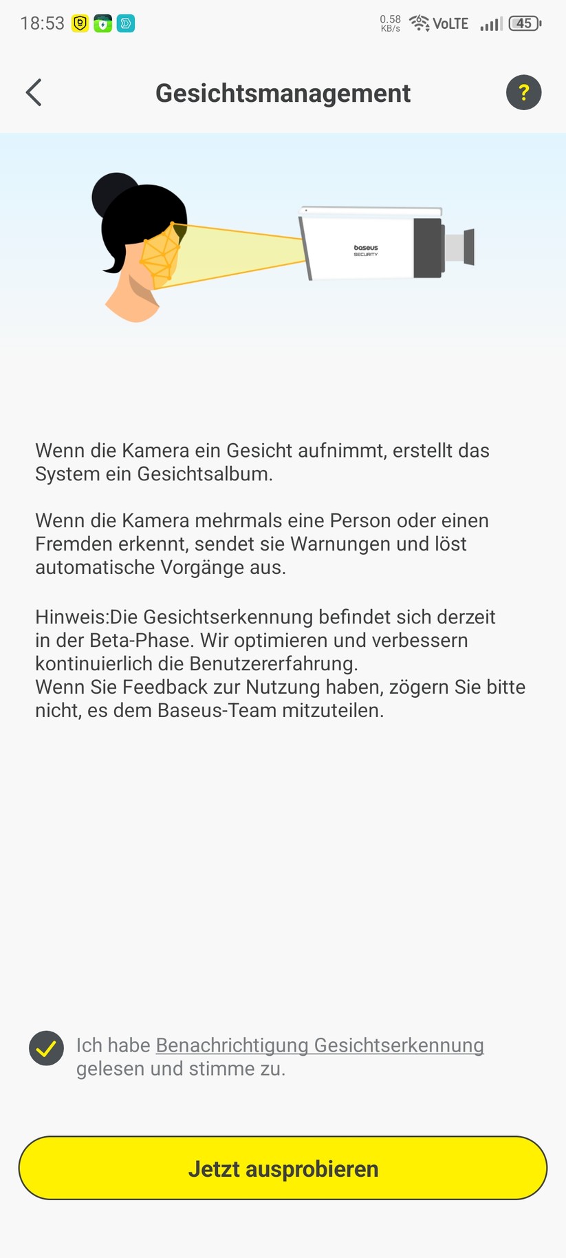 Die Inbetriebnahme der Überwachungskamera erfolgt mit der App Baseus Security