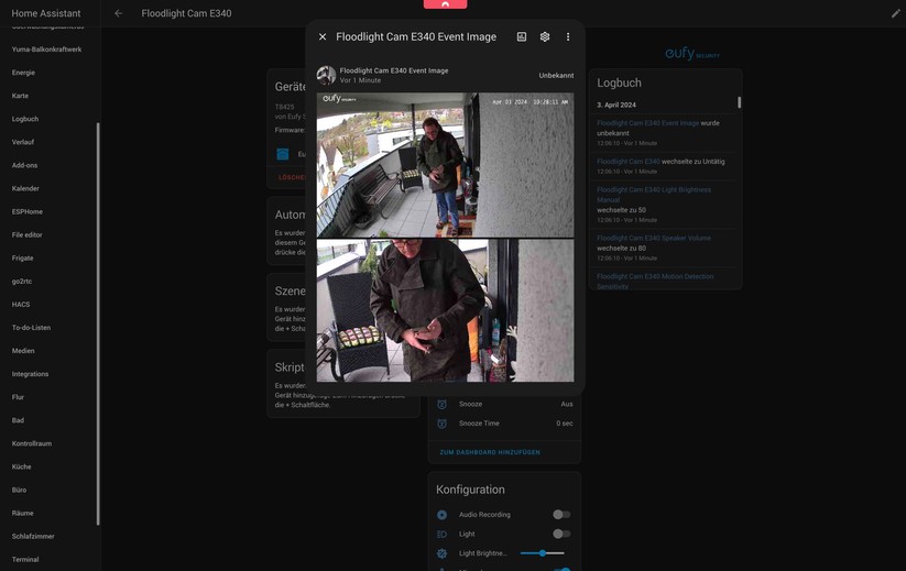 Eufy Floodlight Cam E340: Integration in Home Assistant