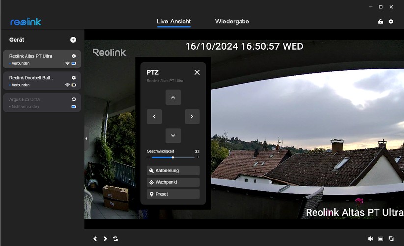 Desktop-Anwendung für Reolink Altas PT Ultra: PTZ-Überwachungskamera mit 4K, Wi-Fi 6, Akku, farbiger Nachtsicht und kontinuierlicher Aufnahme
