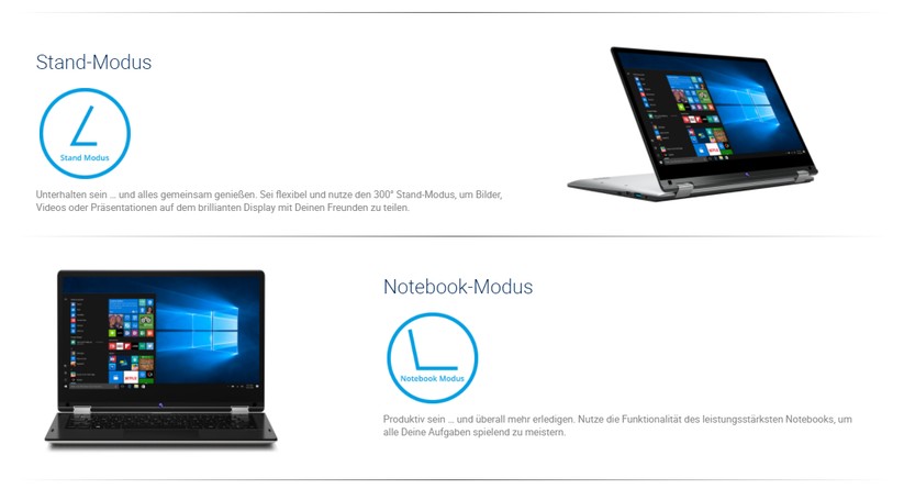 Stand- und Notebook-Modus
