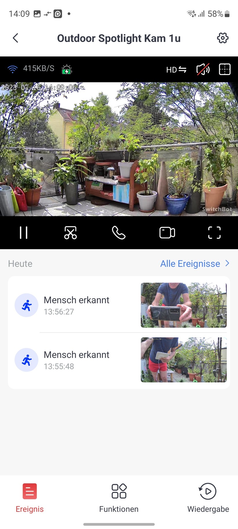 Switchbot Outdoor Spotlight Cam: App, Einstellungen, Bilder