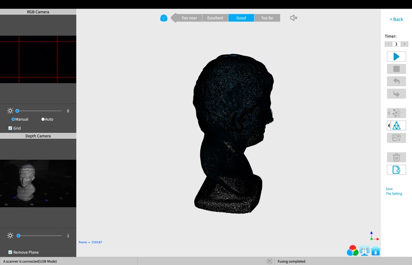 Revo Scan: fertigen Scan als ply- oder obj-Datei exportieren und im RevoStudio laden