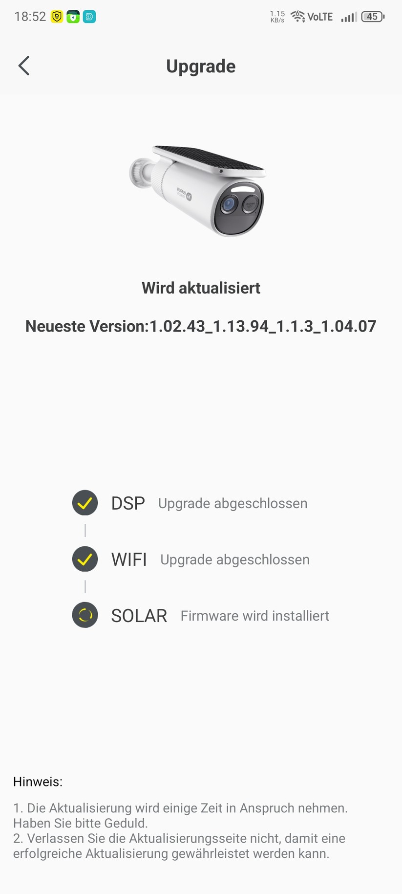 Die Inbetriebnahme der Überwachungskamera erfolgt mit der App Baseus Security