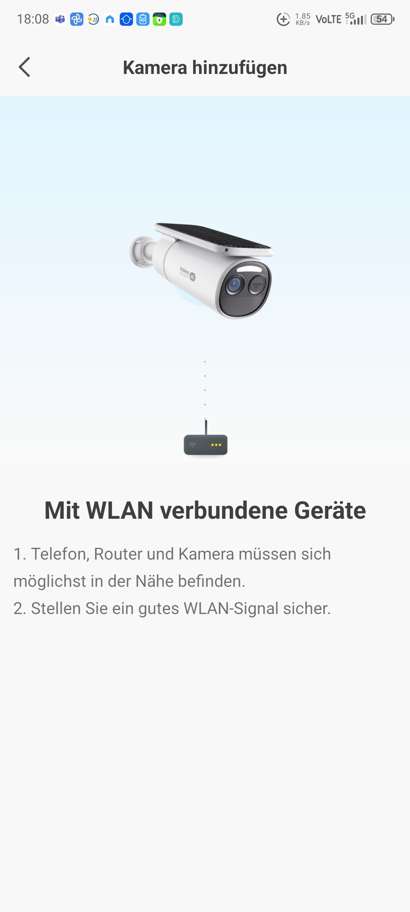 Die Inbetriebnahme der Überwachungskamera erfolgt mit der App Baseus Security