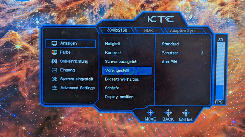 KTC G42P5 Einstellungen