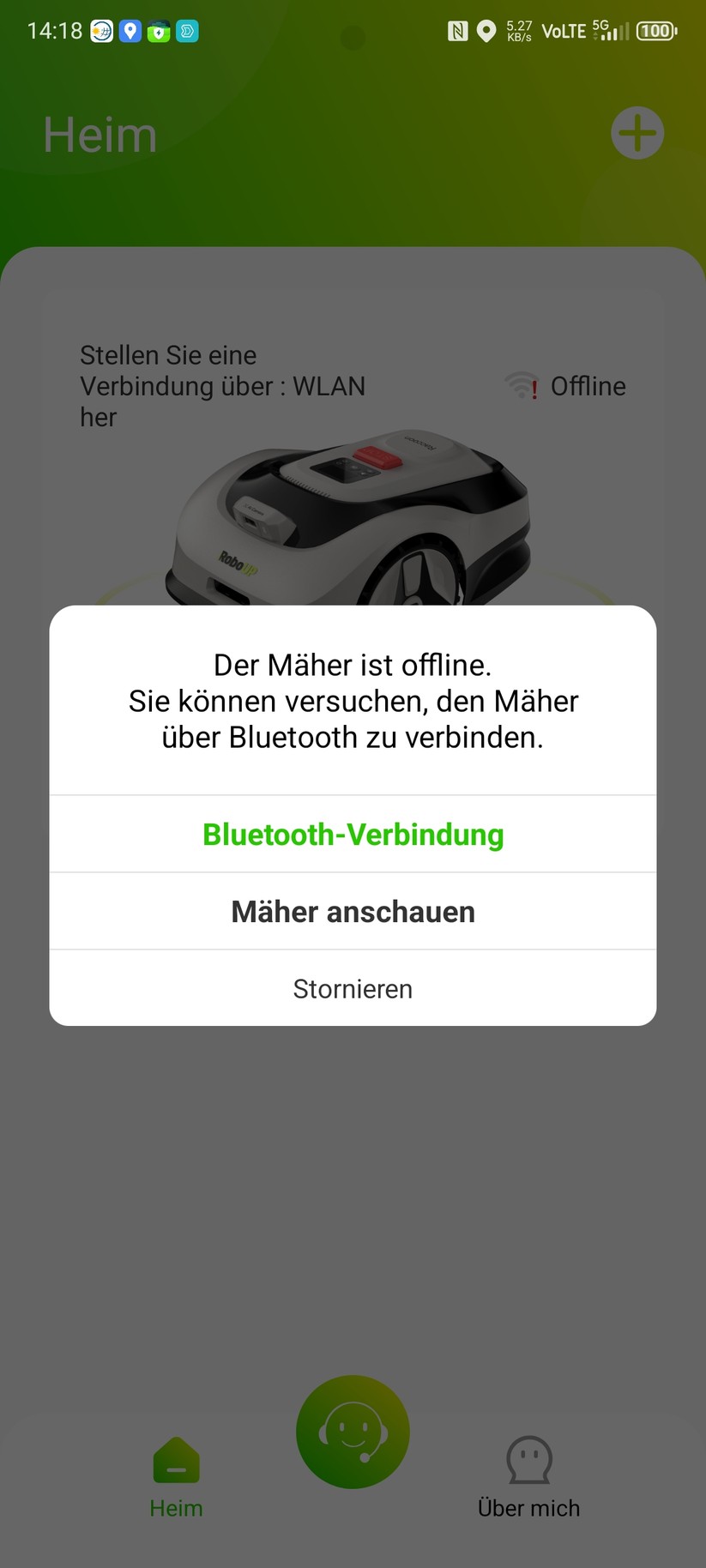 Roboup Raccoon 2 SE: Die Roboup-App liegt auf Deutsch und ist übersichtlich, sodass man den Mähroboter leicht konfigurieren und Zeitpläne erstellen kann.