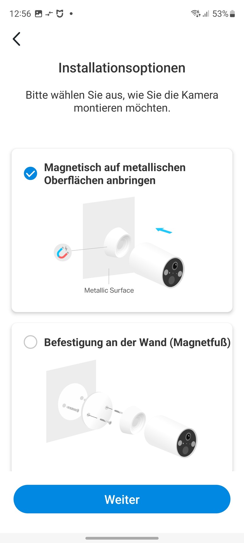 TP-Link C425: Das Set-up der Überwachungskamera erfolgt mit der Tapo-App, für die allerdings ein Konto erforderlich ist. Die App informiert dabei nicht nur die Funktionen der C425, sondern gibt auch Tipps zum Aufstellort.