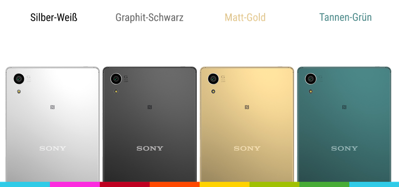 Ihr habt die Wahl, das sind die Farben, in denen das Xperia Z5 von Sony daher kommt.
