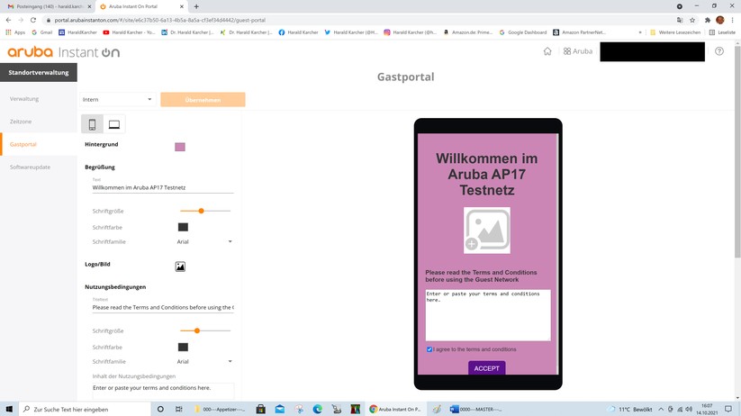 Beim erneuten Wechsel, zurück auf die Handy-Ansicht, ist auch hier der Hintergrund Lila geworden. Die Portal-Farbe wird also nur einmal generell hinterlegt, und nicht getrennt für verschiedene Geräte-Arten.