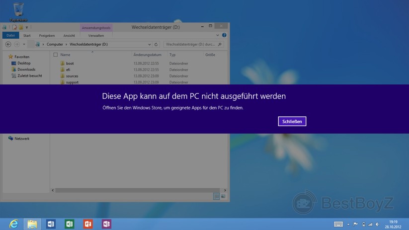 Fehlermeldung in Windows RT