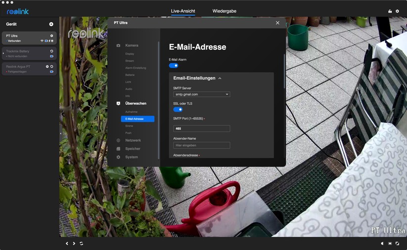 Reolink Argus PT Ultra: Einstellungen mit Desktop-App