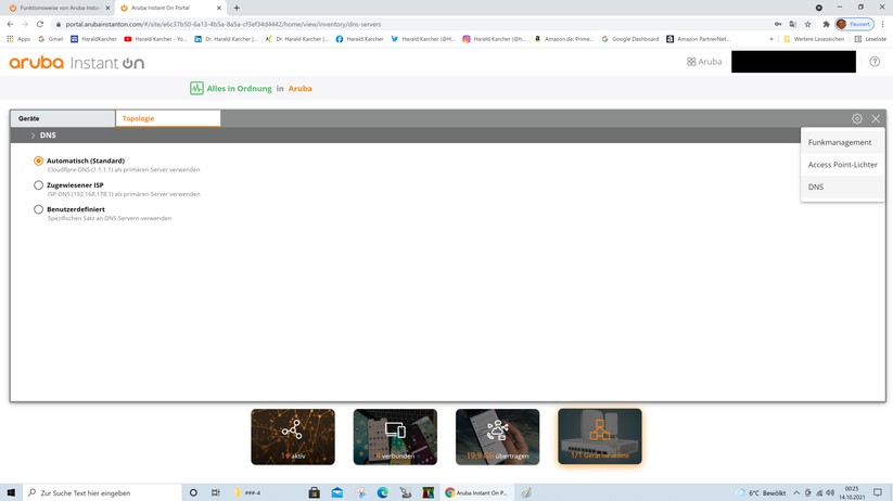 Als DNS war Cloudflare mit der IP 1.1.1.1 aktiviert.
