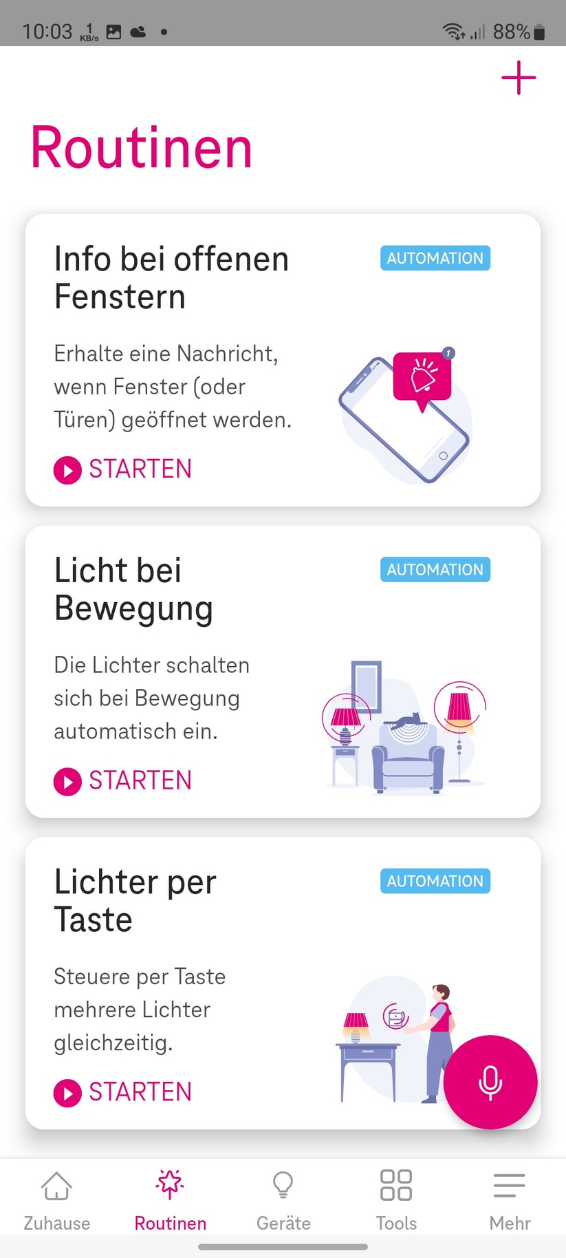 Magenta Zuhause mit Home Base 2: Routinen, Geräte, Tools, Einstellungen