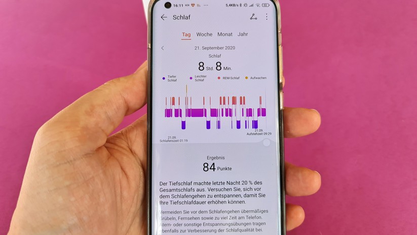 Zuverlässiges Schlaf-Tracking mit detaillierter Auswertung