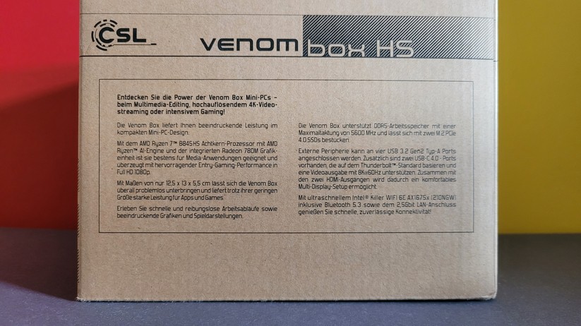 CSL Venom Box: Leiser Mini-PC mit Ryzen 7 8845HS mit bis zu 96 GByte RAM und 8 TB SSD