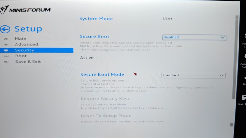 Minisforum MS-A1: Bios