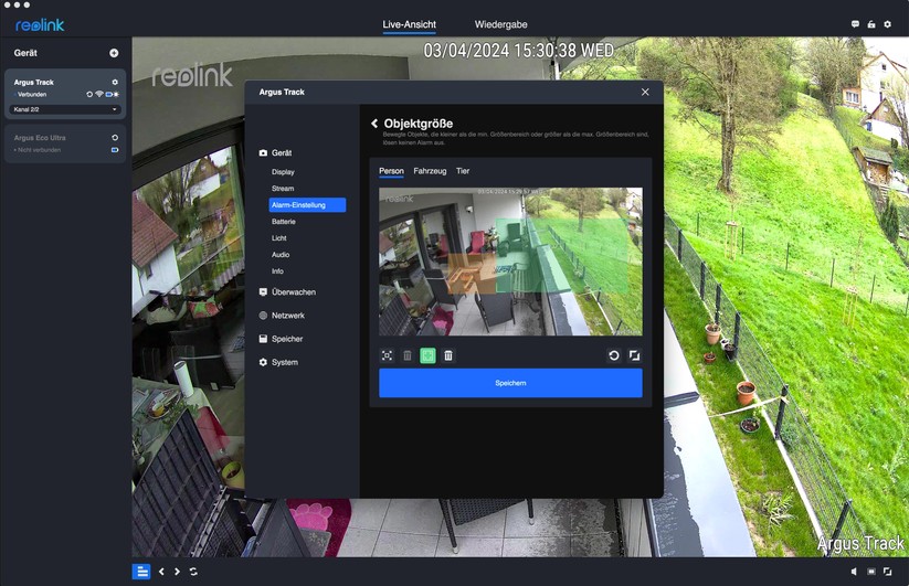 Reolink Argus Track: Konfiguration mit Desktop-App