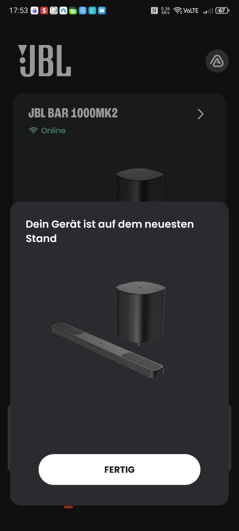 Mit der App JBL One wird die JBL BAr 1000MK2 eingerichtet.