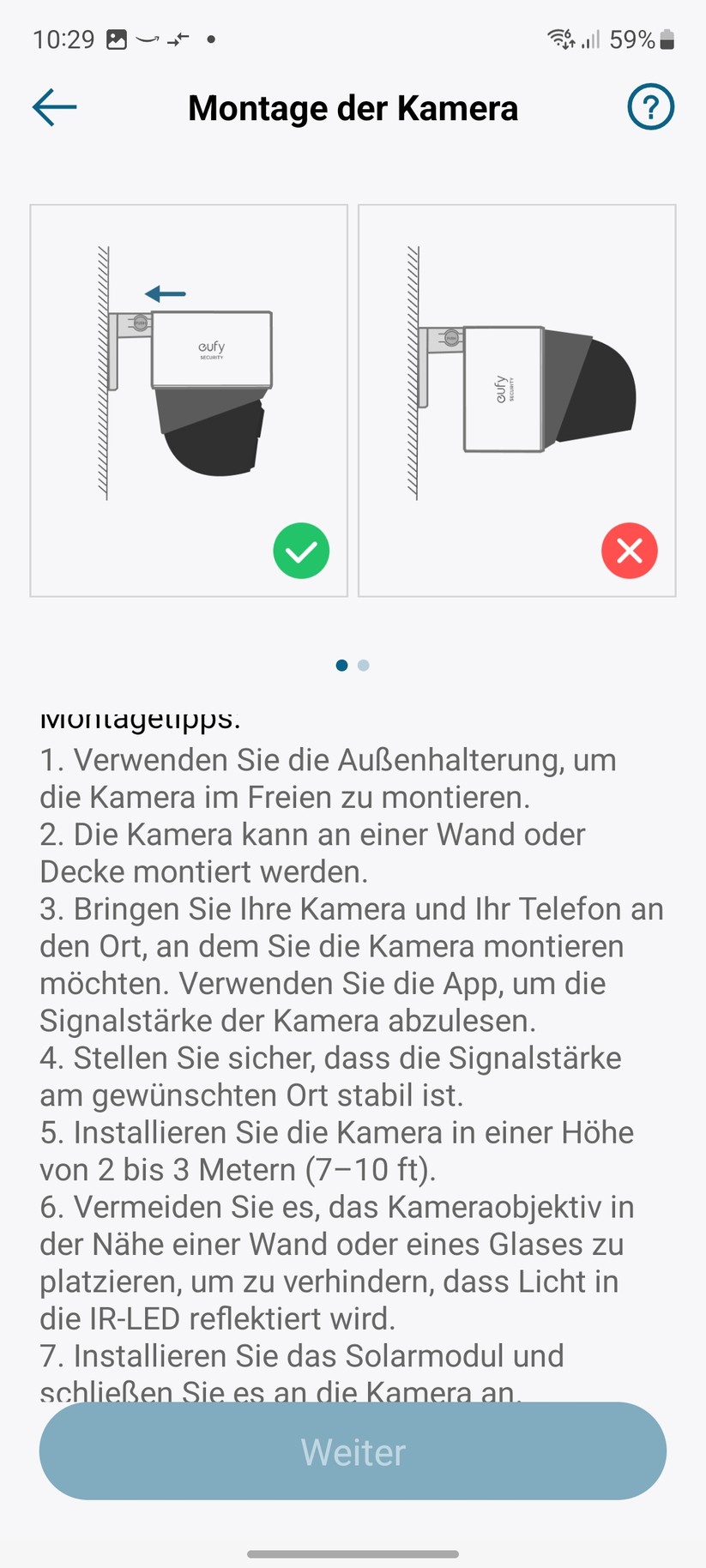 Eufy Solocam S340: Hinweise zur Montage in der App